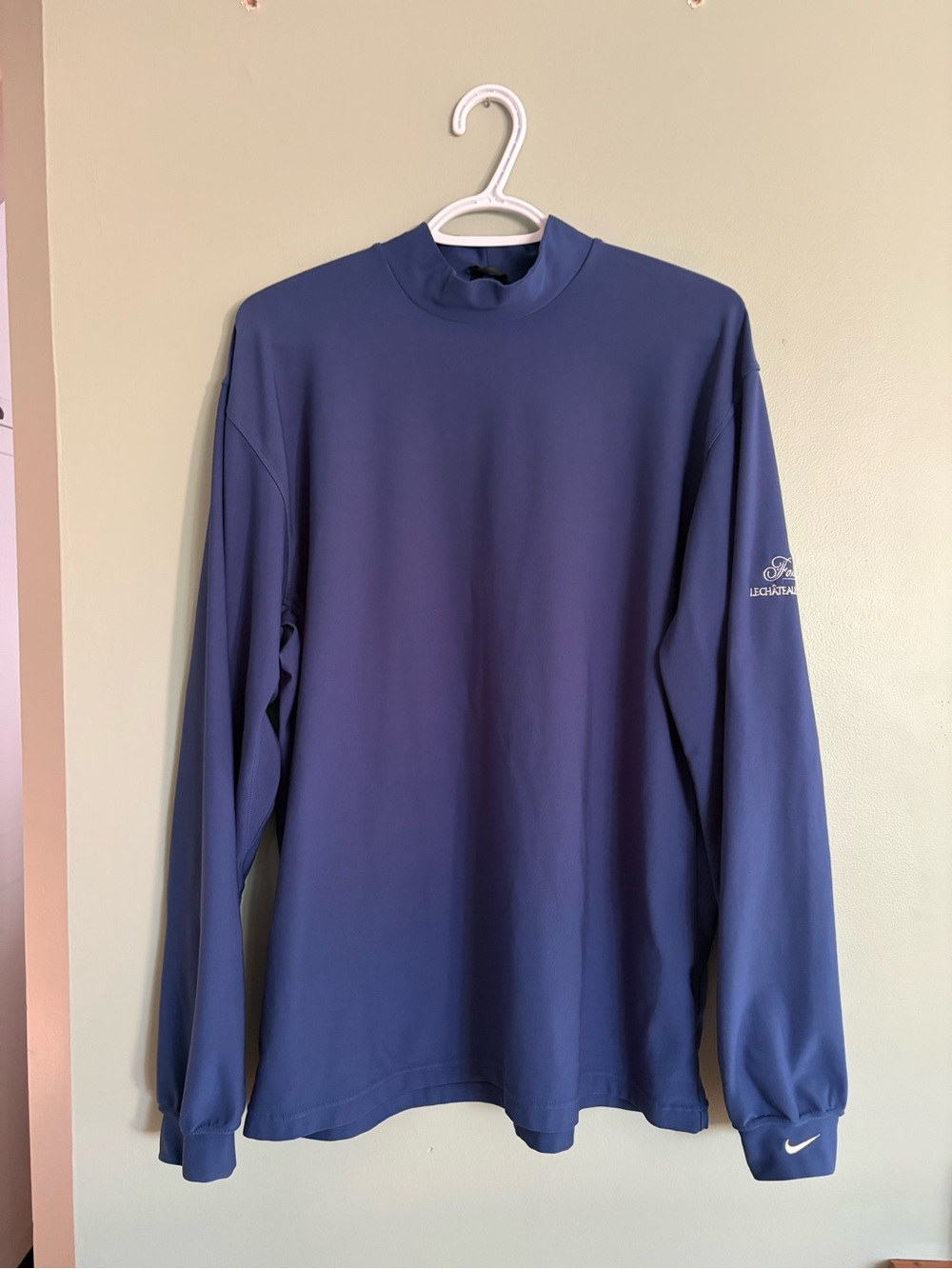 Nike Golf Dri-Fit UV Shirt Mens Large Blue Mock Neck Long Sleeve Size L
